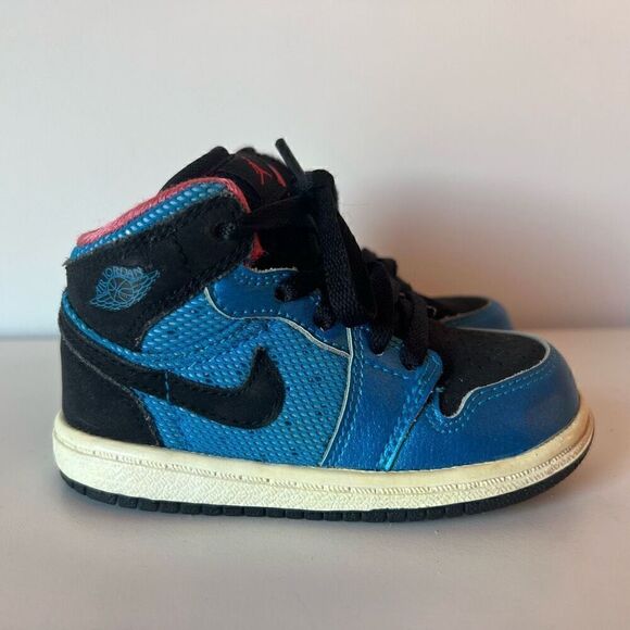 Nike Air Jordan 1 Phat Toddlers Shoes Basketball Blue Black Kids Size 6C Sneaker - Picture 1 of 9